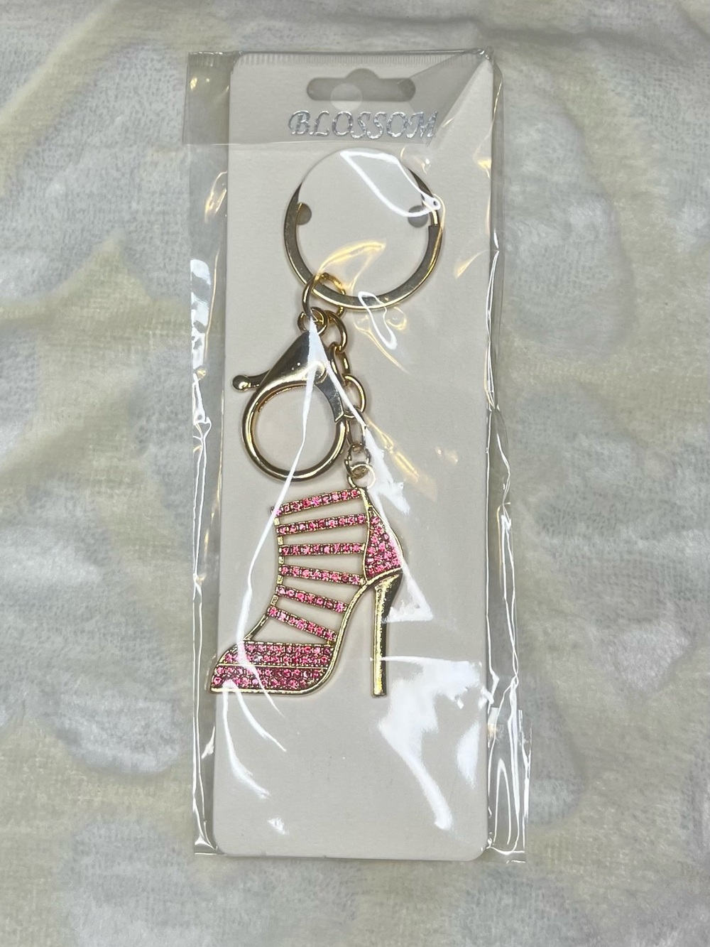 Pink Crystal High Heel Stiletto Keychain Bag Charm - Women's Accessory